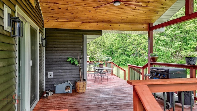 2531 E 1669th Rd, Ottawa, IL 61350 - wooden terrace with outdoor dining space and a ceiling fan