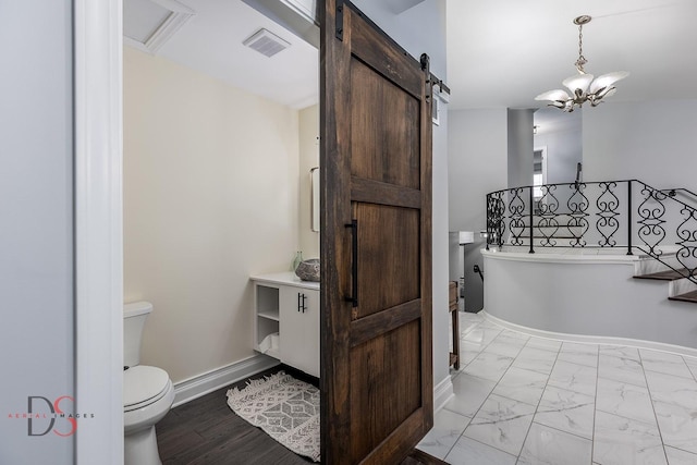 2531 E 1669th Rd, Ottawa, IL 61350 - bathroom with toilet, vanity, marble finish flooring, and baseboards