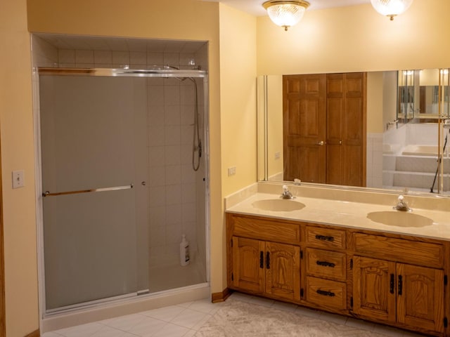1707 Frediani Ct, Mount Prospect, IL 60056 - full bathroom with double vanity, a stall shower, tile patterned floors, and a bathtub