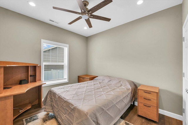3311 Memory Ln E, Unit East, Urbana, IL 61802 - bedroom featuring recessed lighting, wood finished floors, baseboards, and ceiling fan