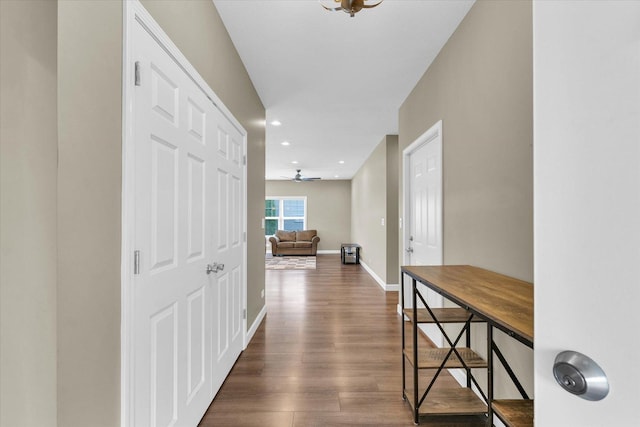 3311 Memory Ln E, Unit East, Urbana, IL 61802 - hall featuring dark wood-style floors, recessed lighting, and baseboards