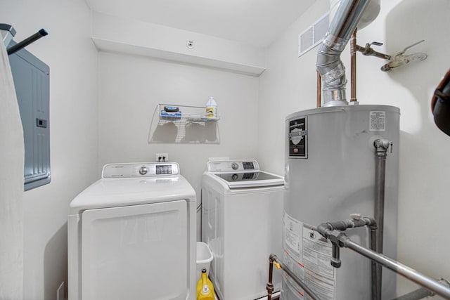 986 W Ct Unit C, Naperville, IL 60563 - washroom featuring gas water heater, washer and clothes dryer, and electric panel
