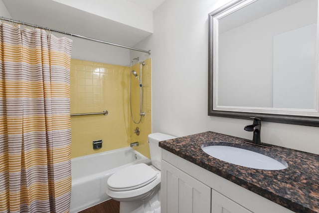 3350 N Carriageway Dr Unit 208, Arlington Heights, IL 60004 - full bathroom featuring shower / bath combo, vanity, toilet, and wood finished floors