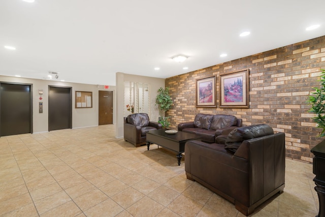 3350 N Carriageway Dr Unit 208, Arlington Heights, IL 60004 - building lobby featuring brick wall and recessed lighting