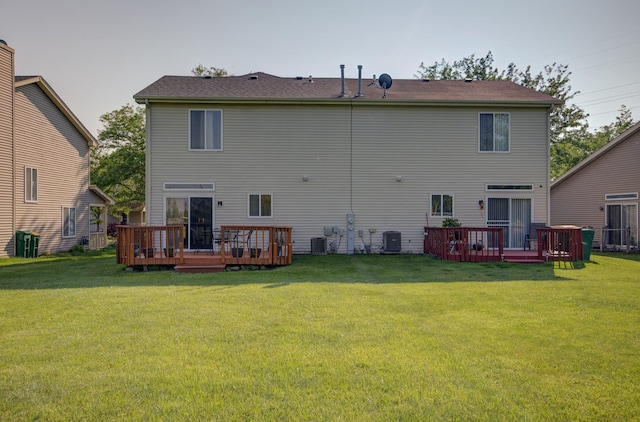 14005 Danbury Dr, Plainfield, IL 60544 - back of house with a wooden deck and a lawn