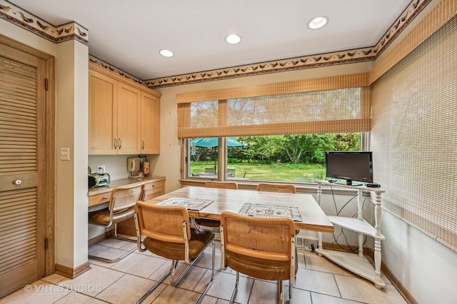 2620 Marian Ln, Wilmette, IL 60091 - dining area with light tile patterned floors, recessed lighting, and a desk