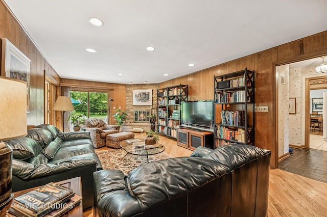 2620 Marian Ln, Wilmette, IL 60091 - living area featuring wooden walls and recessed lighting