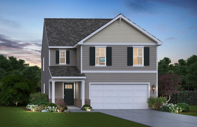 4201 High Point Ct, Joliet, IL 60436 - view of front of home featuring a shingled roof, concrete driveway, an attached garage, and a yard