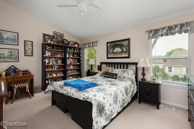 1312 Shawford Way Unit 1312, Elgin, IL 60120 - bedroom featuring light carpet, baseboards, ceiling fan, and lofted ceiling