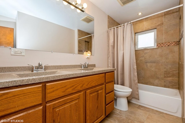 408 S Cedar Rd, New Lenox, IL 60451 - bathroom featuring double vanity, shower / tub combo, and recessed lighting