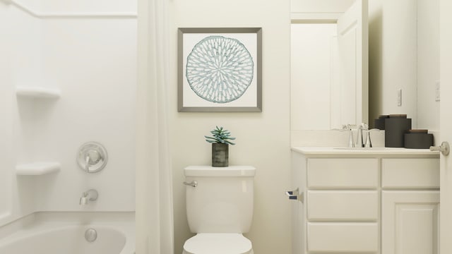 416 Rockwell Rd, Aurora, IL 60506 - bathroom with vanity, toilet, and tub / shower combination