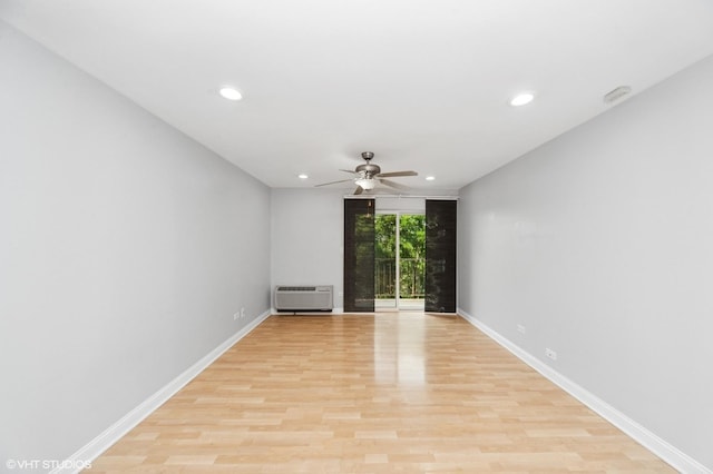 5600 Astor Ln Unit 301, Rolling Meadows, IL 60008 - empty room with light wood-style floors, a ceiling fan, recessed lighting, and baseboards