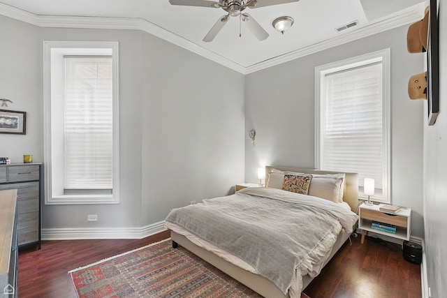 2212 N Campbell Ave Unit 1D, Chicago, IL 60647 - bedroom featuring wood finished floors, baseboards, ceiling fan, and crown molding