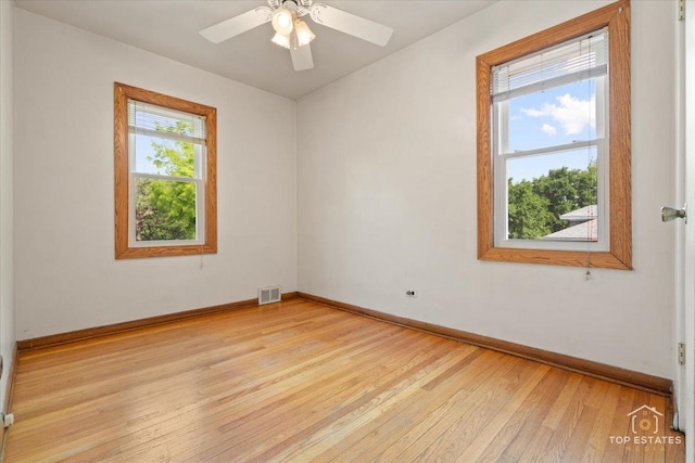 1176 S Maple Ave, Oak Park, IL 60304 - unfurnished room with light wood-style flooring, baseboards, and a ceiling fan