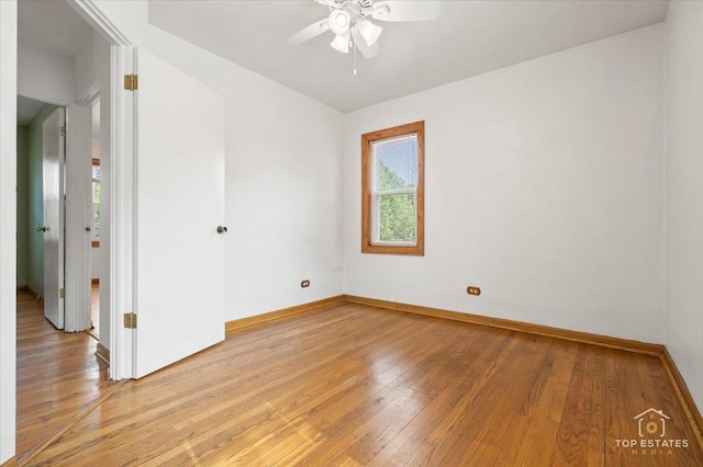 1176 S Maple Ave, Oak Park, IL 60304 - spare room featuring ceiling fan, light wood-style floors, and baseboards