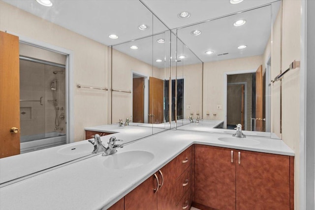 3227 River Falls Dr, Northbrook, IL 60062 - full bath featuring double vanity, recessed lighting, and shower / bath combination