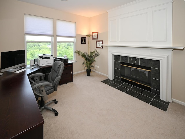 2621 Connolly Ln, West Dundee, IL 60118 - office with carpet and a fireplace
