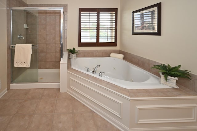 2621 Connolly Ln, West Dundee, IL 60118 - bathroom featuring tile patterned floors, a jetted tub, and a stall shower