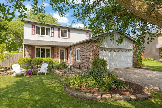 389 Pearson Cir, Naperville, IL 60563 - traditional-style house with a garage, brick siding, asphalt driveway, and a shingled roof