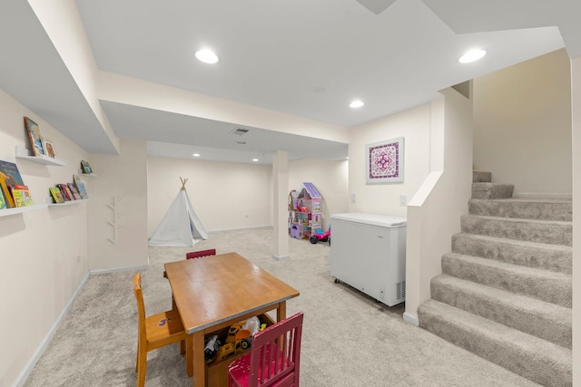 389 Pearson Cir, Naperville, IL 60563 - game room featuring light colored carpet and recessed lighting