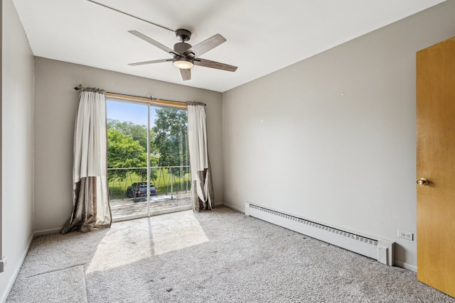 241 Northway Park Rd Unit 10, Machesney Park, IL 61115 - empty room with a baseboard heating unit, carpet floors, and a ceiling fan
