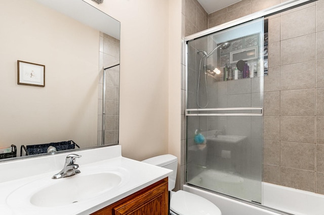 3134 S Morgan St, Chicago, IL 60608 - bathroom with toilet, vanity, and combined bath / shower with glass door