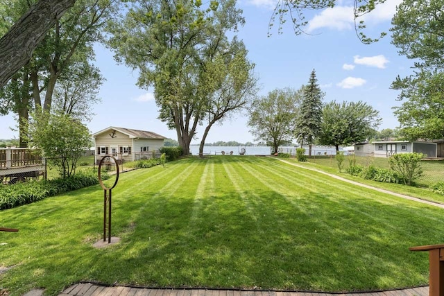 35632 N Sheridan Dr, Fox Lake, IL 60020 - view of yard featuring a wooden deck