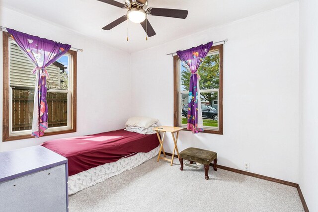 431 Montrose Dr, Romeoville, IL 60446 - bedroom featuring carpet floors, baseboards, and a ceiling fan