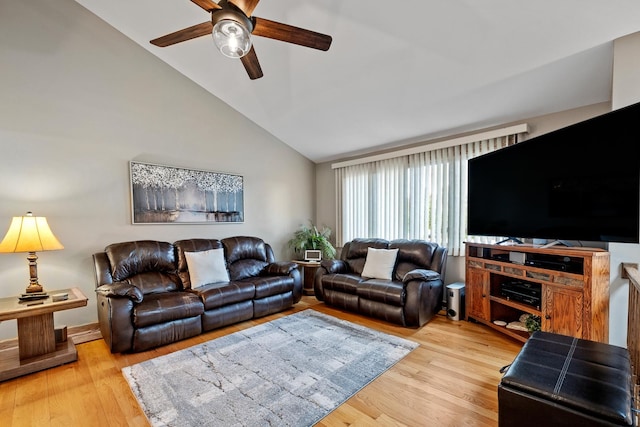 13641 W Ironwood Cir, Homer Glen, IL 60491 - living room featuring ceiling fan, light wood-type flooring, and high vaulted ceiling