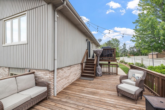 13641 W Ironwood Cir, Homer Glen, IL 60491 - wooden deck featuring an outdoor hangout area and stairway