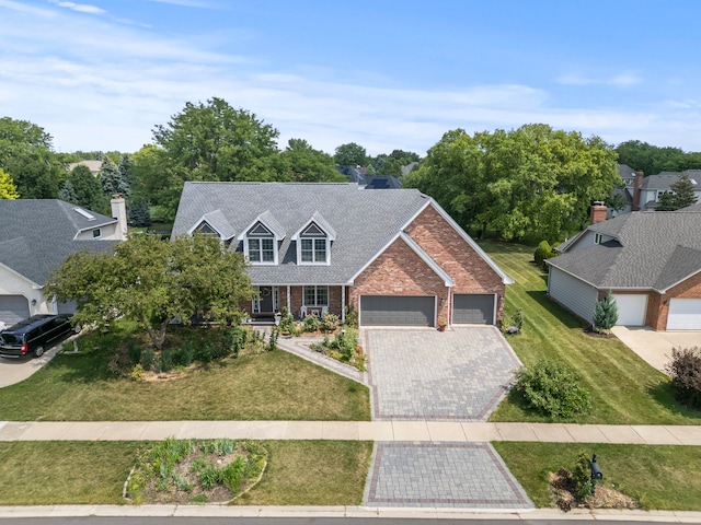 3560 Jeremy Ranch Ct, Naperville, IL 60564 - view of front of home featuring a garage, brick siding, a front lawn, driveway, and a shingled roof