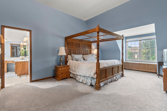 3560 Jeremy Ranch Ct, Naperville, IL 60564 - carpeted bedroom featuring lofted ceiling and ensuite bath