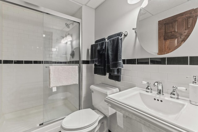3560 Jeremy Ranch Ct, Naperville, IL 60564 - full bathroom featuring a stall shower and tile walls