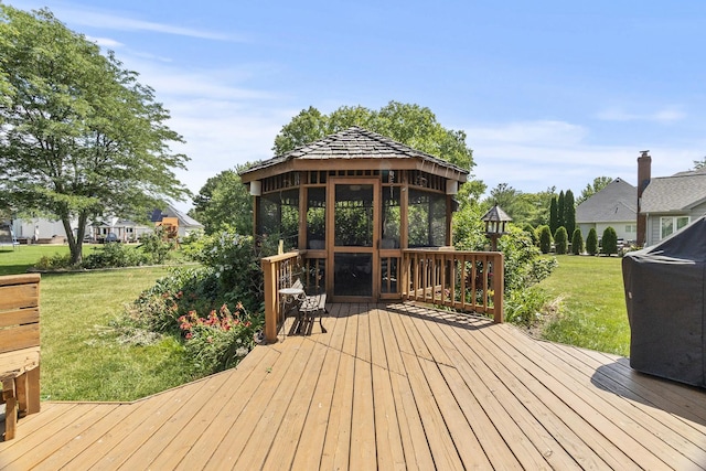 3560 Jeremy Ranch Ct, Naperville, IL 60564 - wooden terrace featuring a gazebo and a lawn