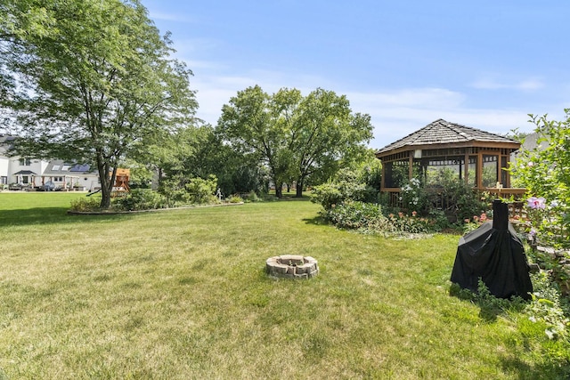 3560 Jeremy Ranch Ct, Naperville, IL 60564 - view of green lawn with a gazebo and an outdoor fire pit