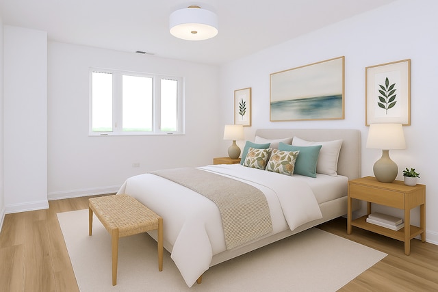 9396 Landings Ln Unit 305, Des Plaines, IL 60016 - bedroom with light wood-style flooring and baseboards