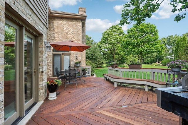 11624 Kluth Ct, Mokena, IL 60448 - wooden terrace with outdoor dining space and a yard