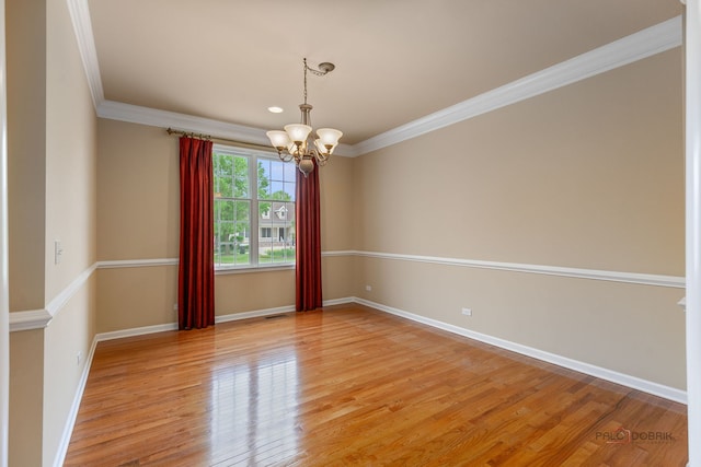 3 Joshua Ct, South Barrington, IL 60010 - empty room with a chandelier, crown molding, baseboards, and light wood-style flooring
