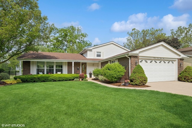 2734 N Dryden Pl, Arlington Heights, IL 60004 - view of front of property with brick siding, a garage, a front lawn, and driveway