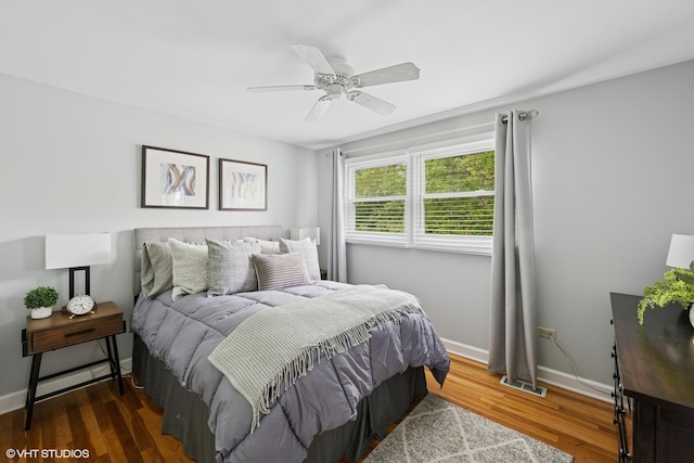 2734 N Dryden Pl, Arlington Heights, IL 60004 - bedroom featuring wood finished floors, baseboards, and a ceiling fan