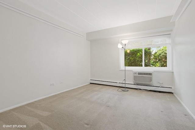 1137 Leavitt Ave Unit 118, Flossmoor, IL 60422 - carpeted empty room featuring a baseboard heating unit and a wall mounted air conditioner