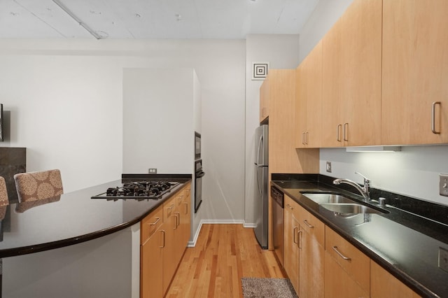130 S Canal St Unit 210, Chicago, IL 60606 - kitchen featuring black appliances and light wood-style flooring