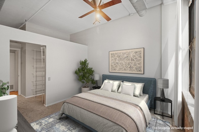130 S Canal St Unit 210, Chicago, IL 60606 - carpeted bedroom featuring a spacious closet and a ceiling fan