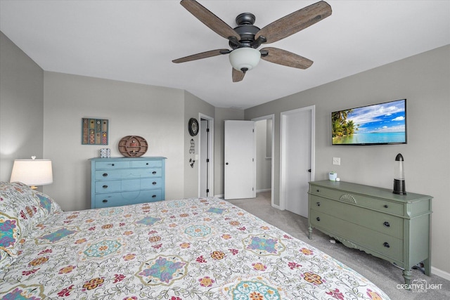 28 Waterbury Cir, Oswego, IL 60543 - bedroom with light colored carpet and a ceiling fan