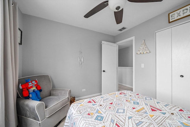 28 Waterbury Cir, Oswego, IL 60543 - bedroom featuring a closet and a ceiling fan