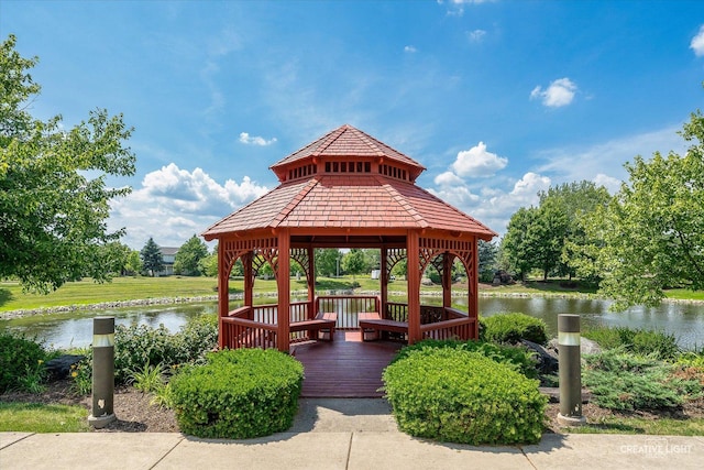 28 Waterbury Cir, Oswego, IL 60543 - view of community with a gazebo and a water view