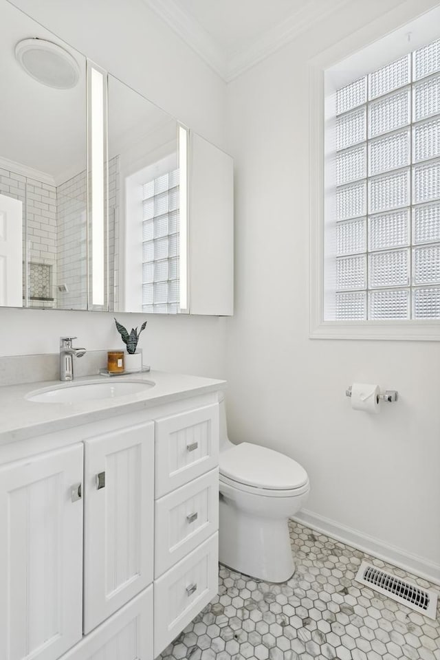 1632 W Erie St Unit 3, Chicago, IL 60622 - full bath featuring plenty of natural light, vanity, crown molding, and tile patterned flooring