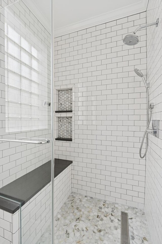 1632 W Erie St Unit 3, Chicago, IL 60622 - full bath with ornamental molding and a stall shower