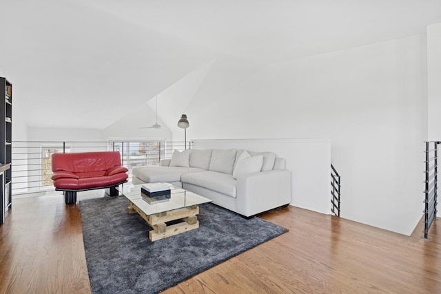 1632 W Erie St Unit 3, Chicago, IL 60622 - living area with wood finished floors, lofted ceiling, and ceiling fan