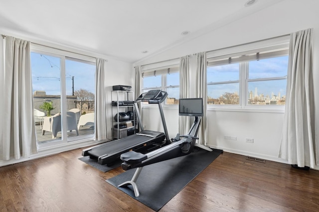 1632 W Erie St Unit 3, Chicago, IL 60622 - workout area featuring vaulted ceiling and wood finished floors
